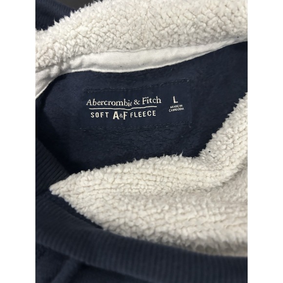 Vintage Abercrombie & Fitch Y2K Hoodie Sherpa Lined Muscle Sweatshirt Size L - Picture 5 of 7